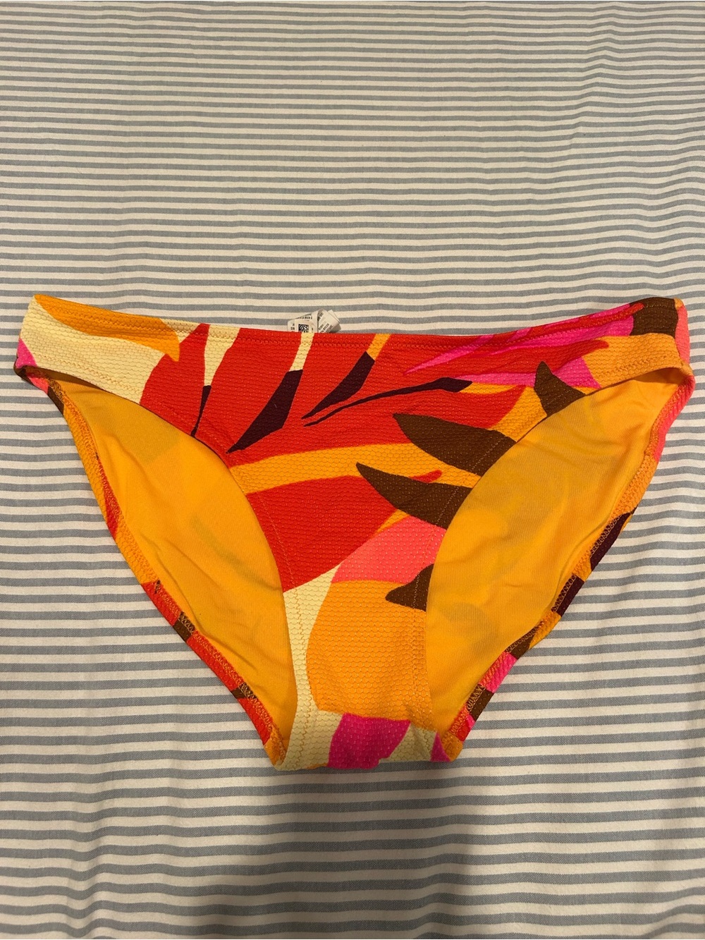 aerie Orange, Pink & Red Abstract Print Bikini Bottom